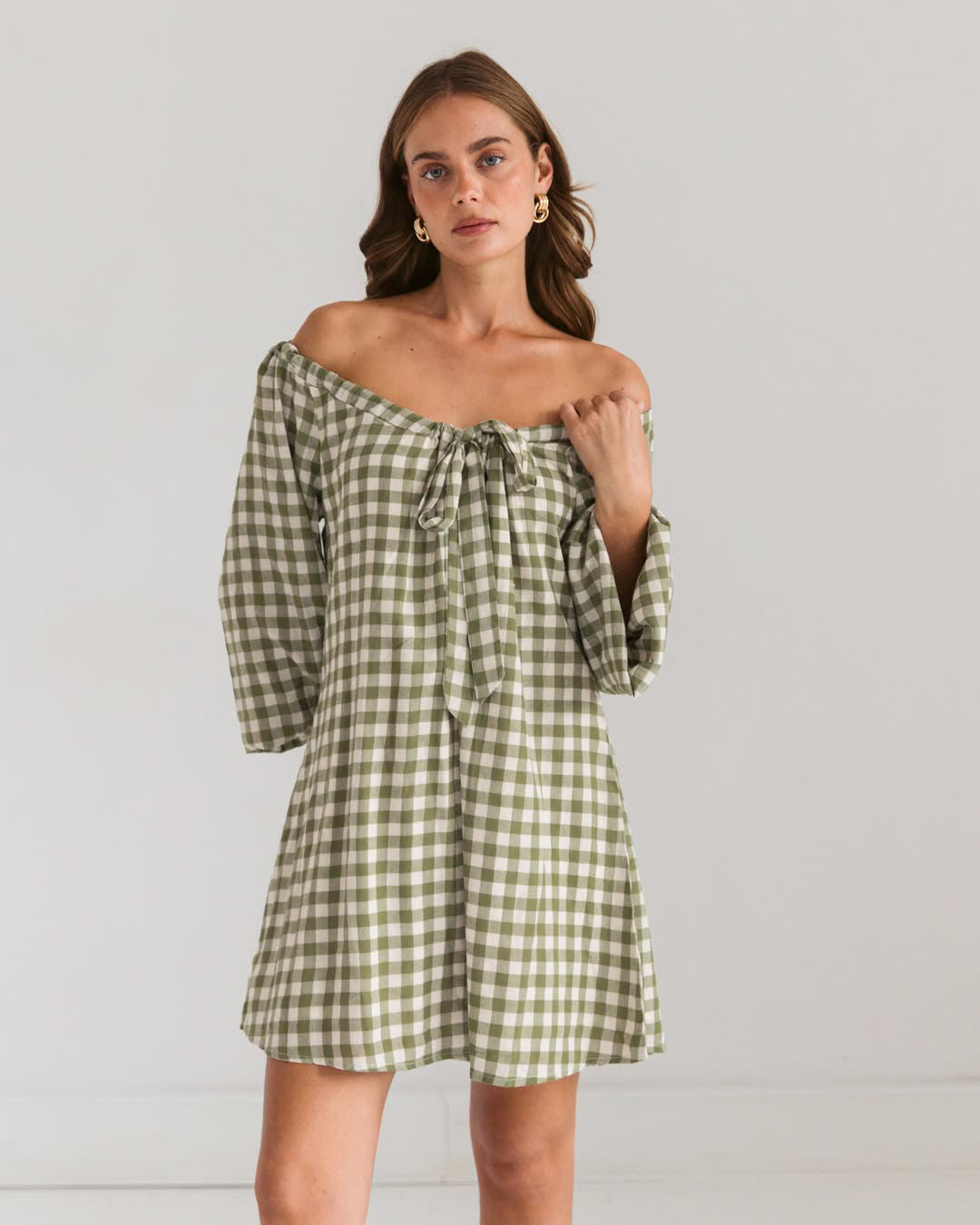 Cotton Gingham Mini Dress
