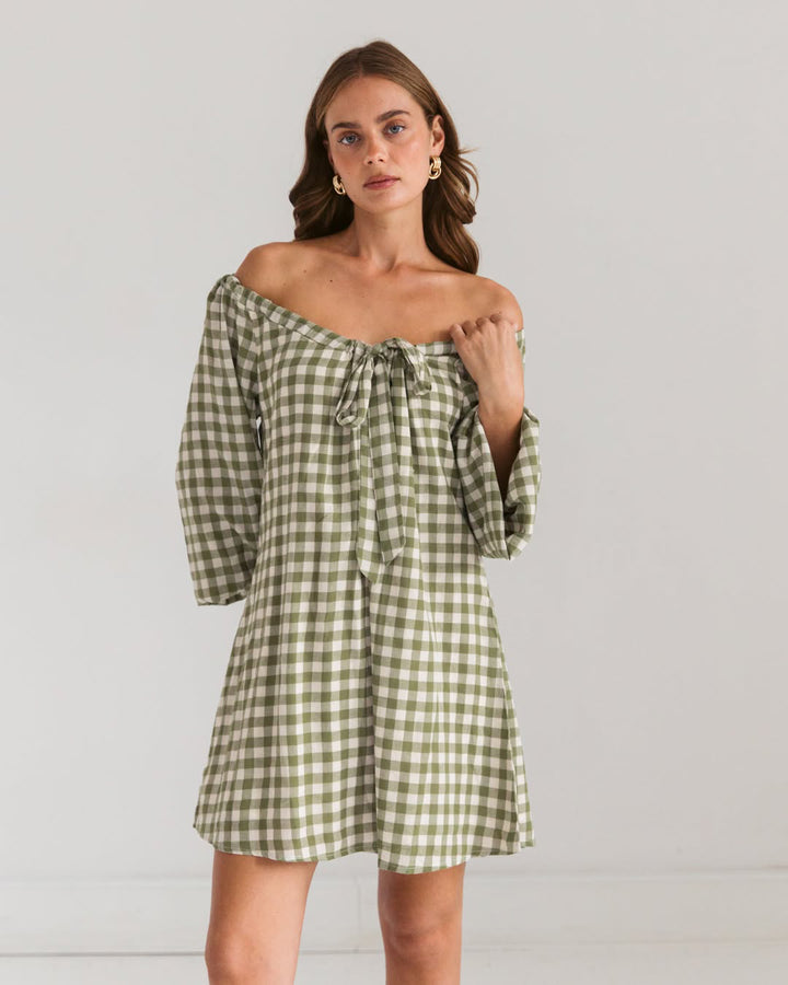 Cotton Gingham Mini Dress
