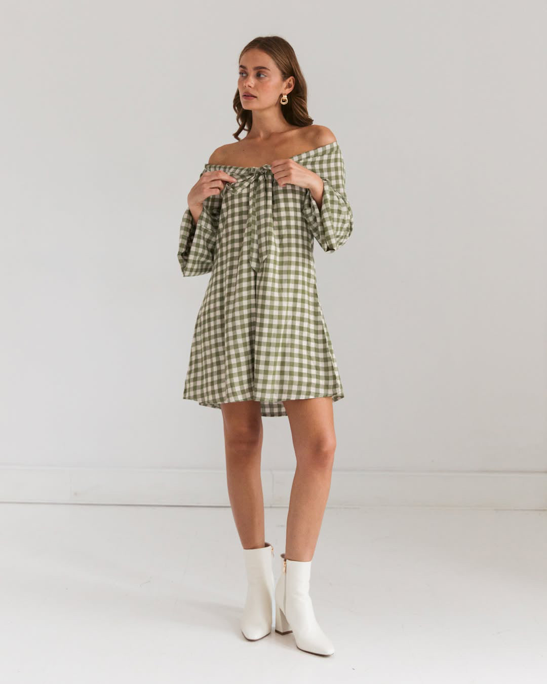 Cotton Gingham Mini Dress