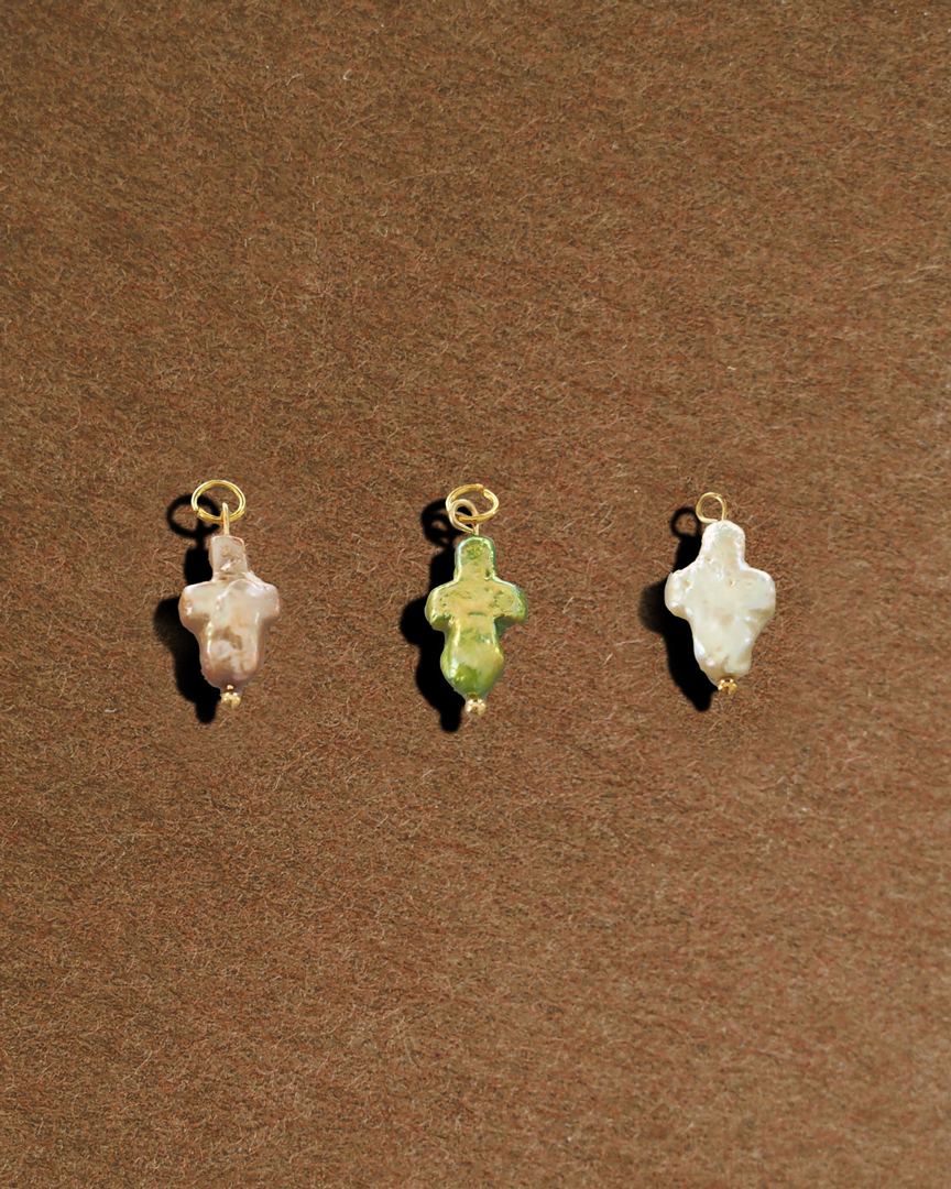 18K Gold Plated - DYO Freshwater Pearl Cross Charm