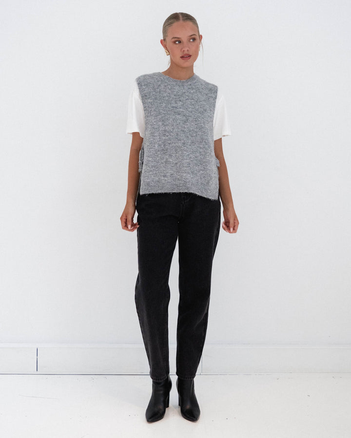 Wool-blend Sleeveless Jumper Vest (Grey)