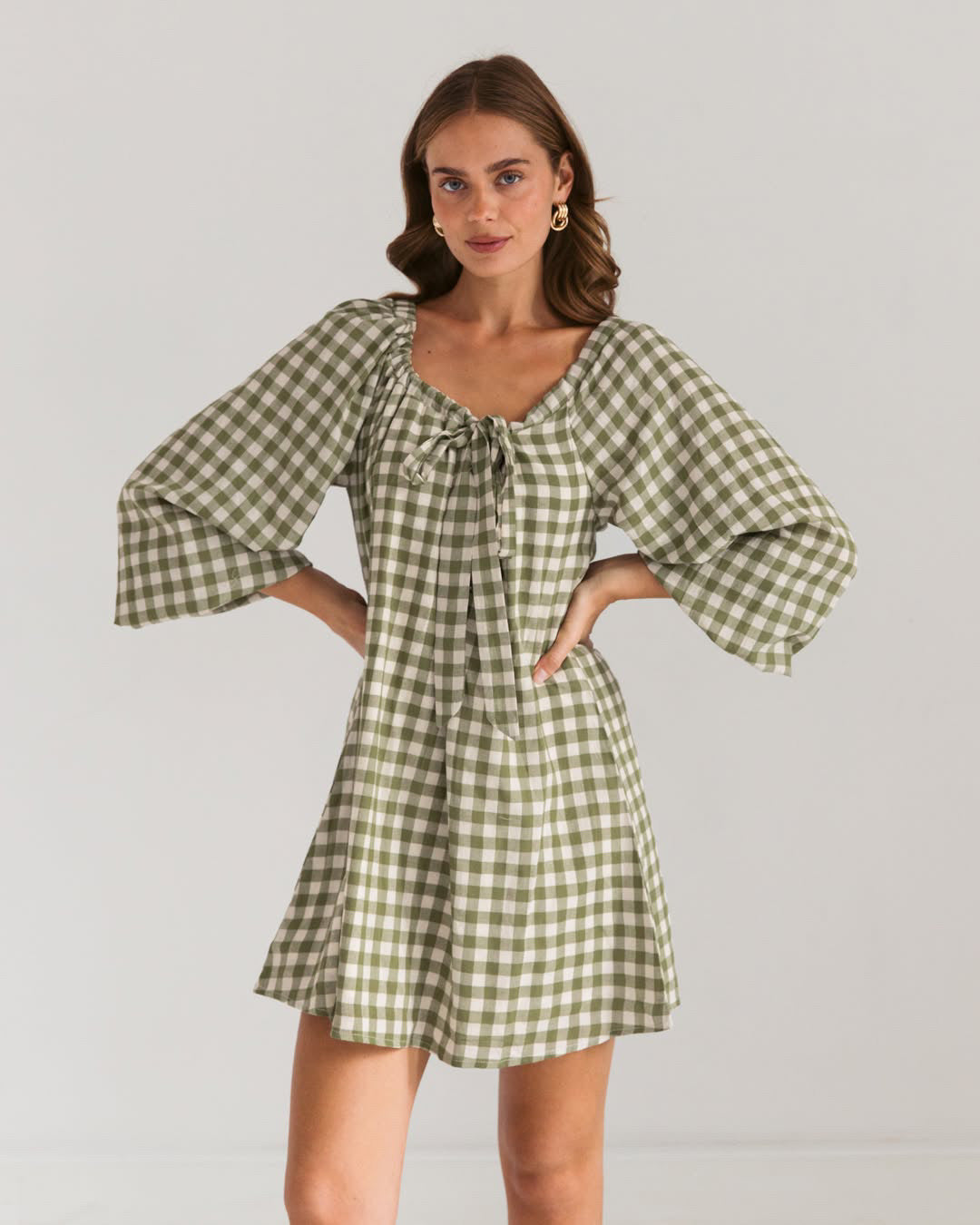 Cotton Gingham Mini Dress