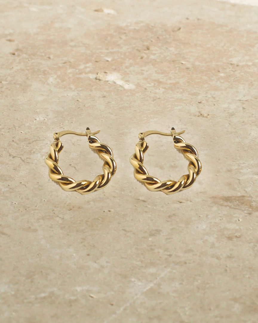 18k Gold Plated - Entwined Gold Hoop Earrings