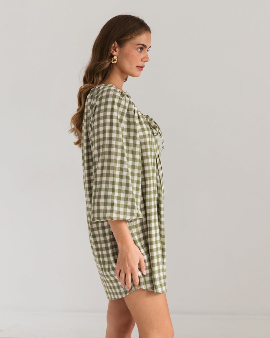 Cotton Gingham Mini Dress