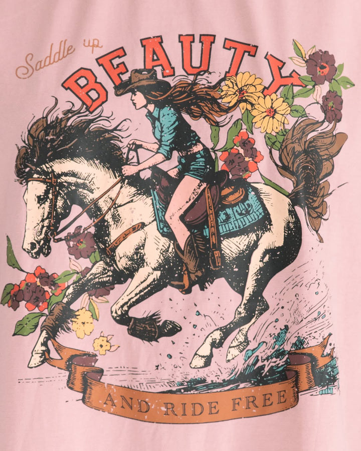 Saddle Up Vintage T-shirts Western Style (Pink)