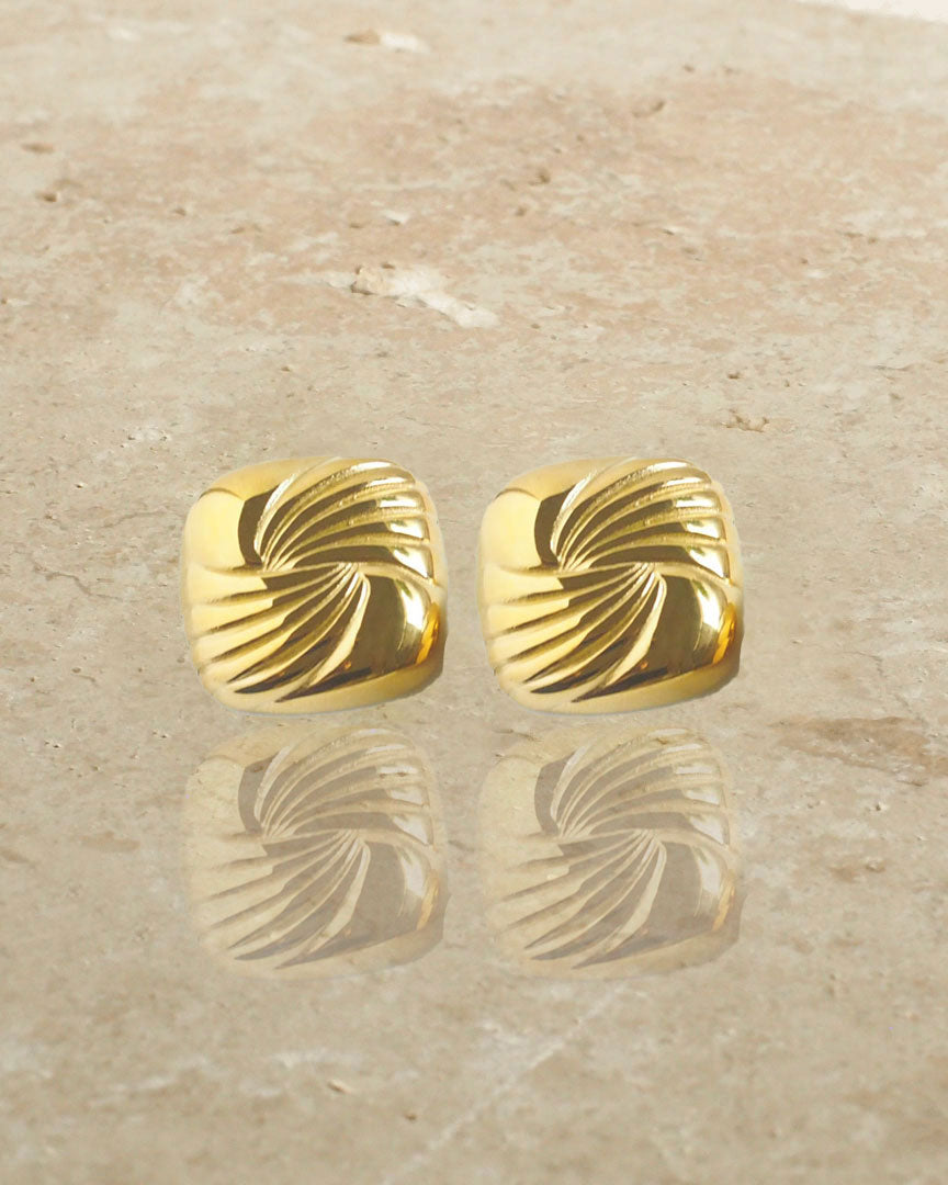 18k Gold Plated - Lilian Vintage Inspired Stud Earrings