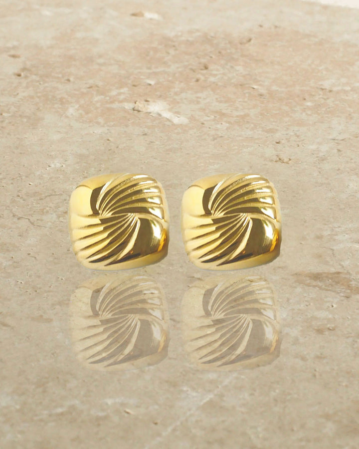 18k Gold Plated - Lilian Vintage Inspired Stud Earrings