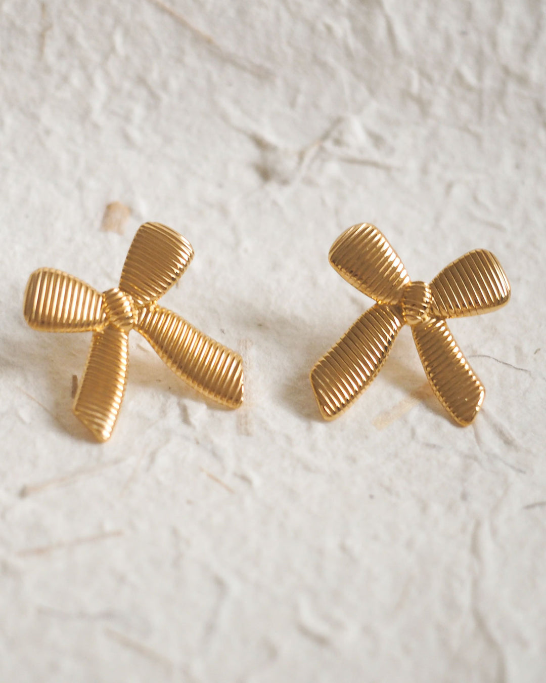 18k Gold Plated - Bow Stud Earrings
