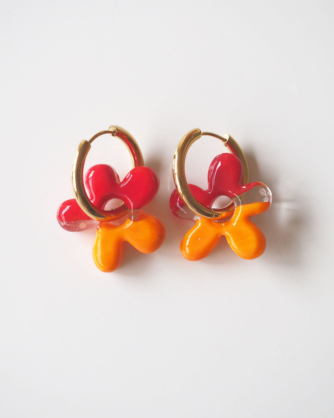 18k Gold Plated - Flower Charm Hoop Earrings (Pre-order)