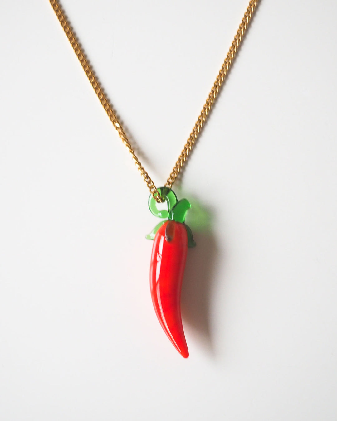 18K Gold Plated - Chilli Glass Pendant Necklace