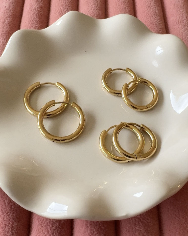 18k Gold Plated - Glass Cherry Charm Hoop Earrings