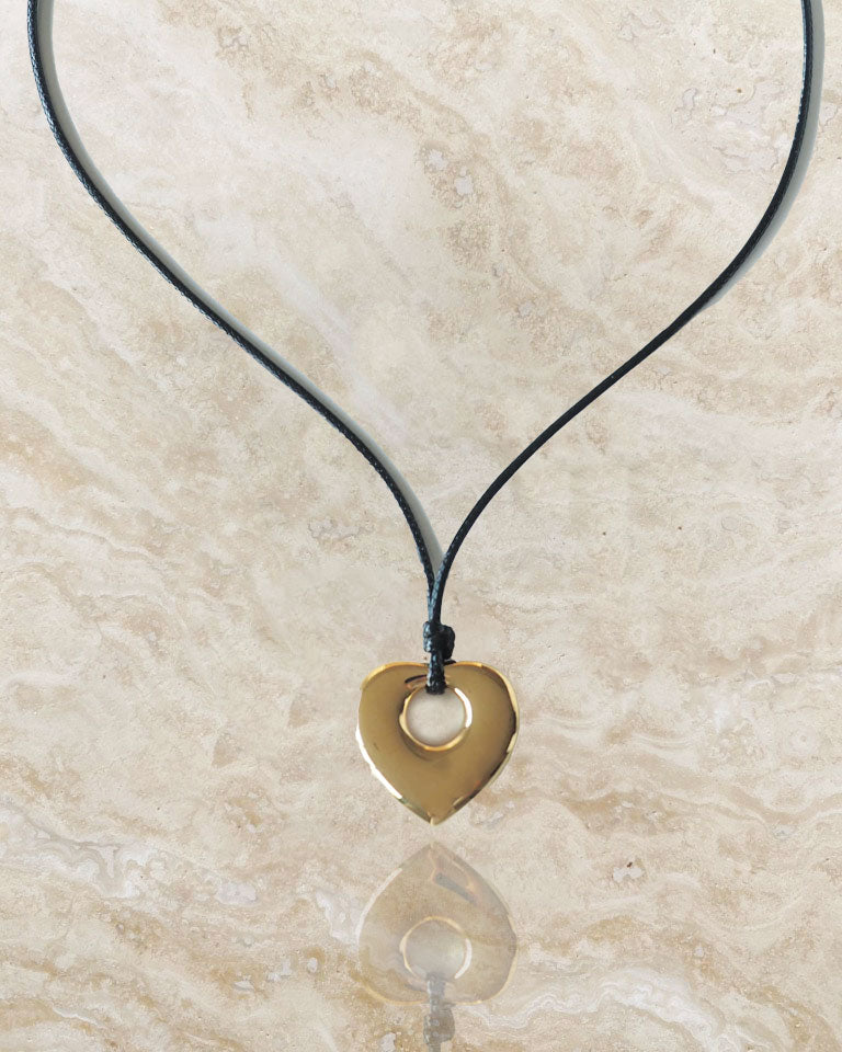 18K gold plated - PU Leather Heart Necklace - Katherynloche