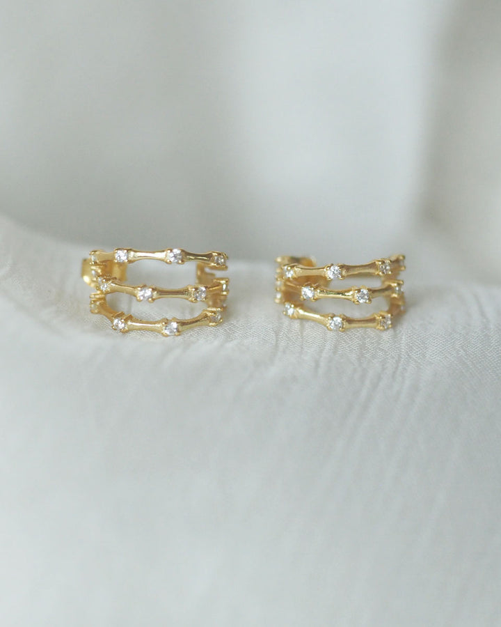 925 STERLING SILVER - CZ TRIPLE HOOP EARRINGS - Katherynloche