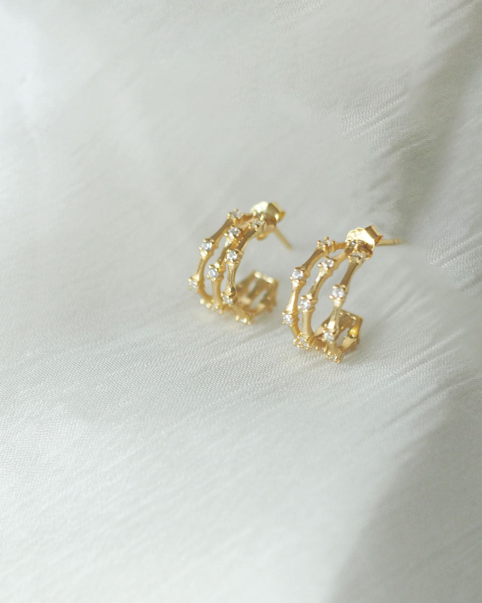 925 STERLING SILVER - CZ TRIPLE HOOP EARRINGS - Katherynloche