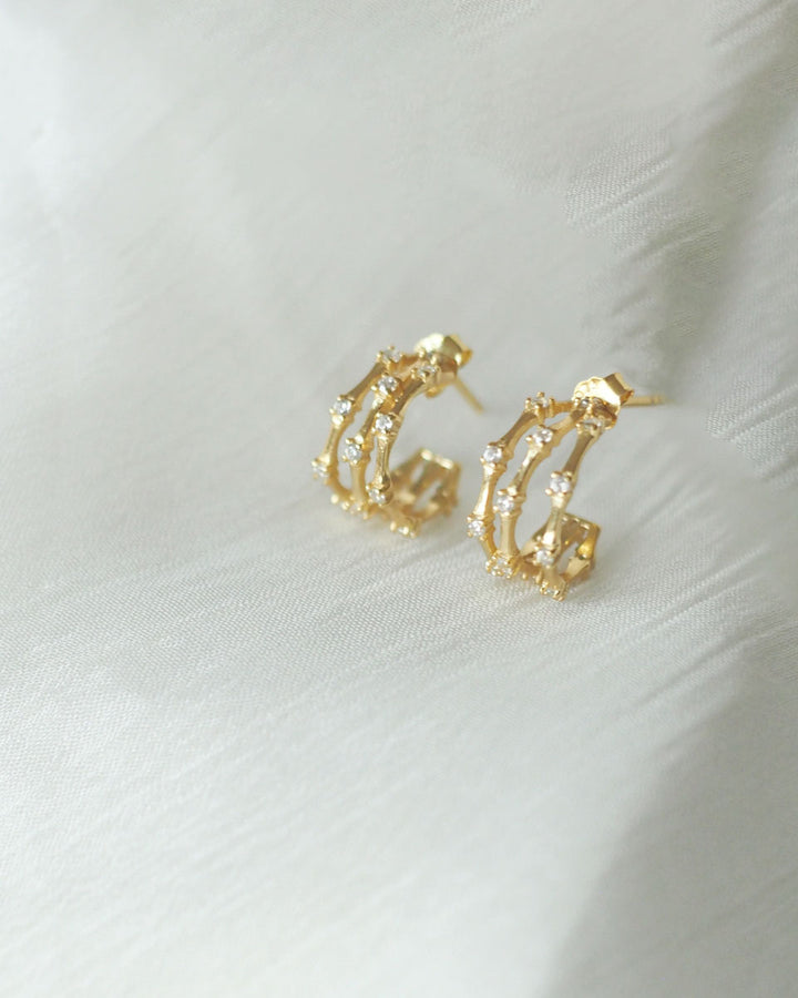 925 STERLING SILVER - CZ TRIPLE HOOP EARRINGS - Katherynloche