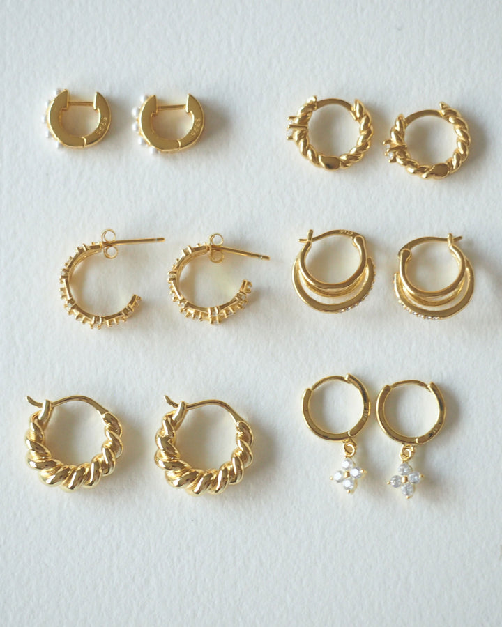 925 STERLING SILVER - CZ TRIPLE HOOP EARRINGS - Katherynloche