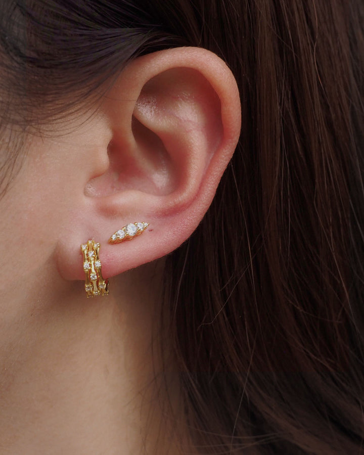 925 STERLING SILVER - TEXTURED CZ TRIPLE HOOP EARRINGS - Katherynloche