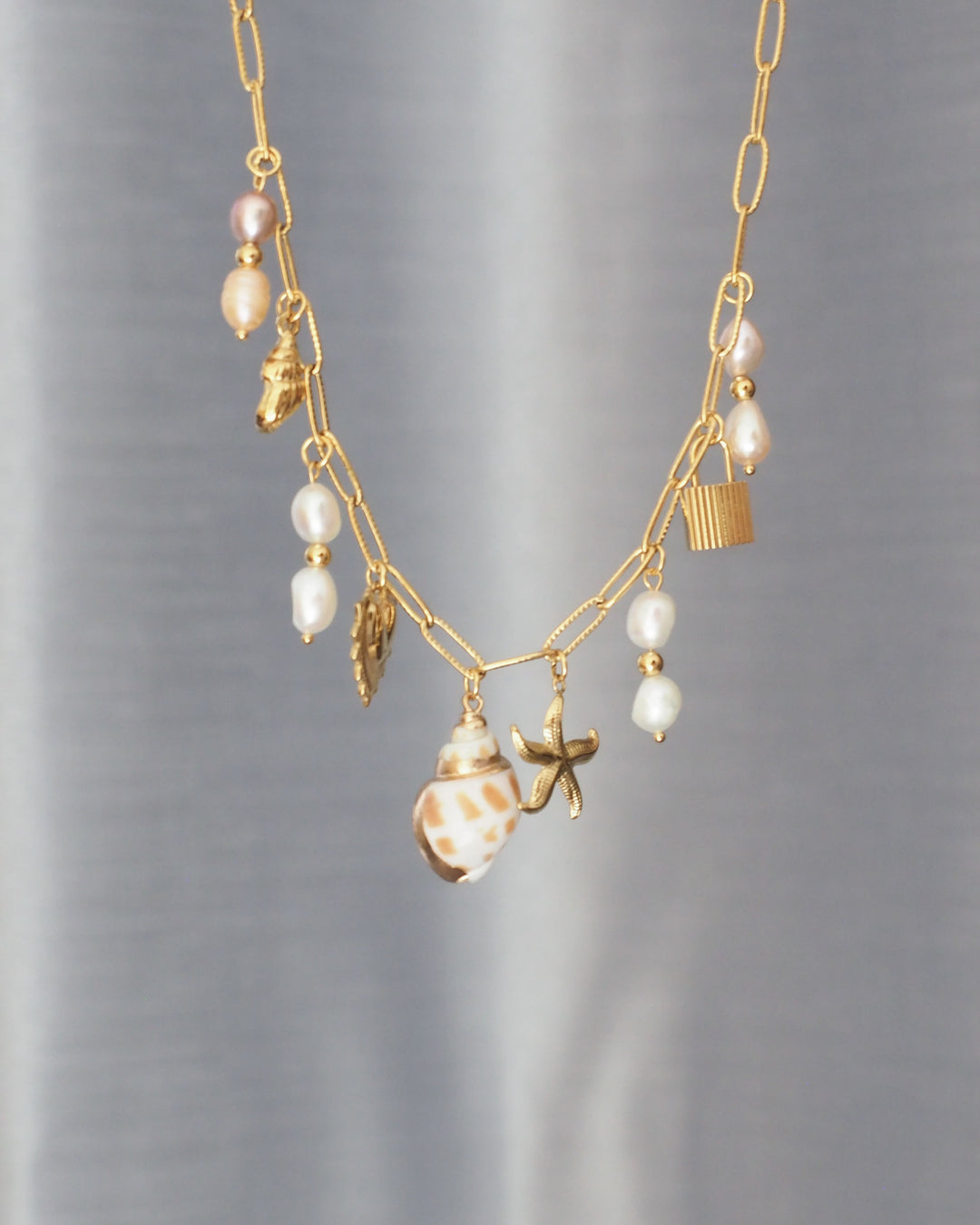 Seashell Charm Necklace (9 Charms)