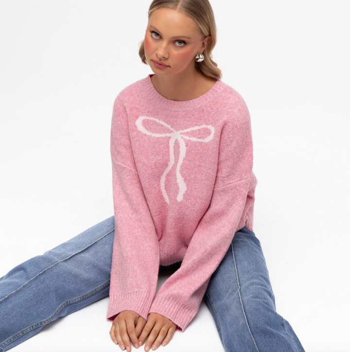 Pink Bow Knit Jumper