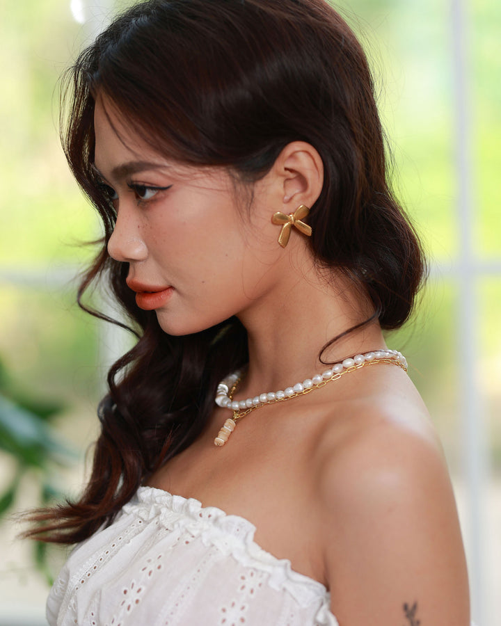 18k Gold Plated - Bow Stud Earrings