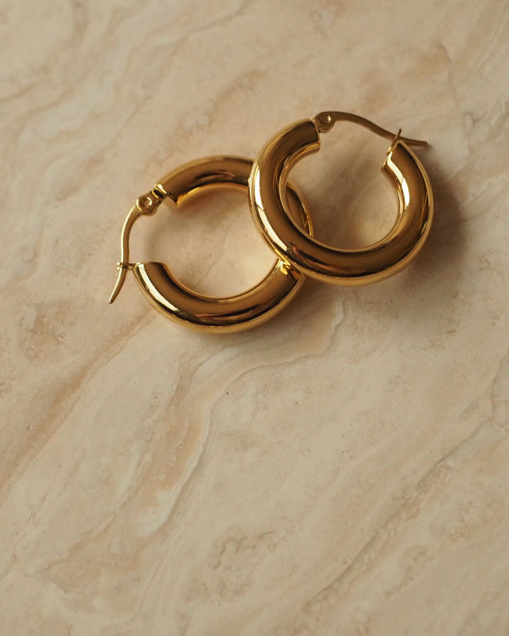 18k gold plated - Janis Gold Hoop Earrings - Katherynloche