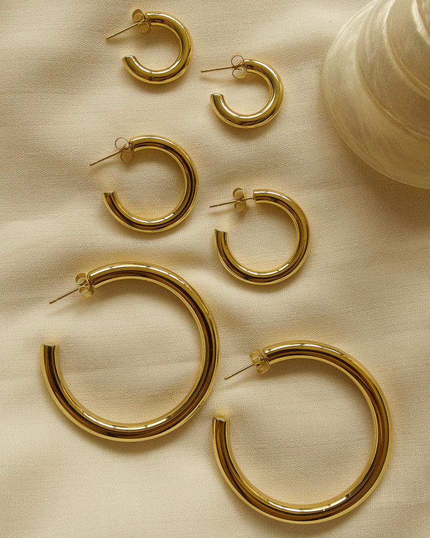 3 inch 14k gold deals hoop earrings