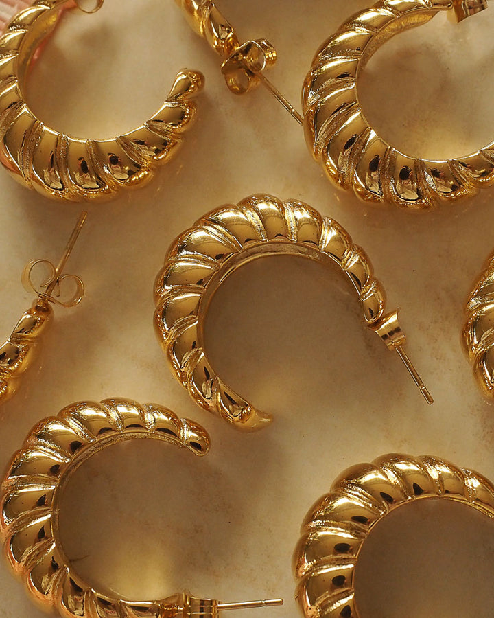 18k Gold Plated - Croissant Open Hoop Earrings - Katherynloche