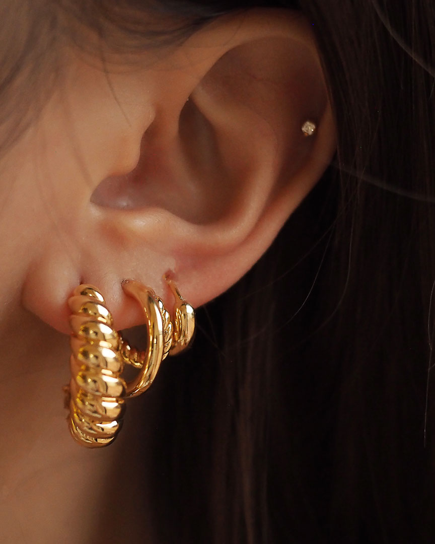 18k Gold Plated - Croissant Open Hoop Earrings - Katherynloche