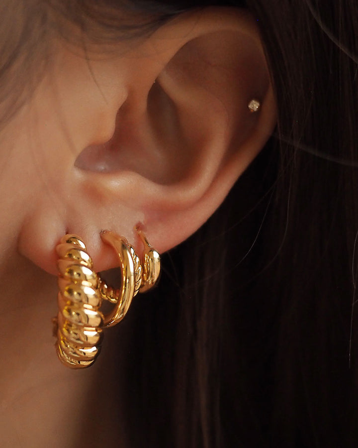 18k Gold Plated - Croissant Open Hoop Earrings - Katherynloche