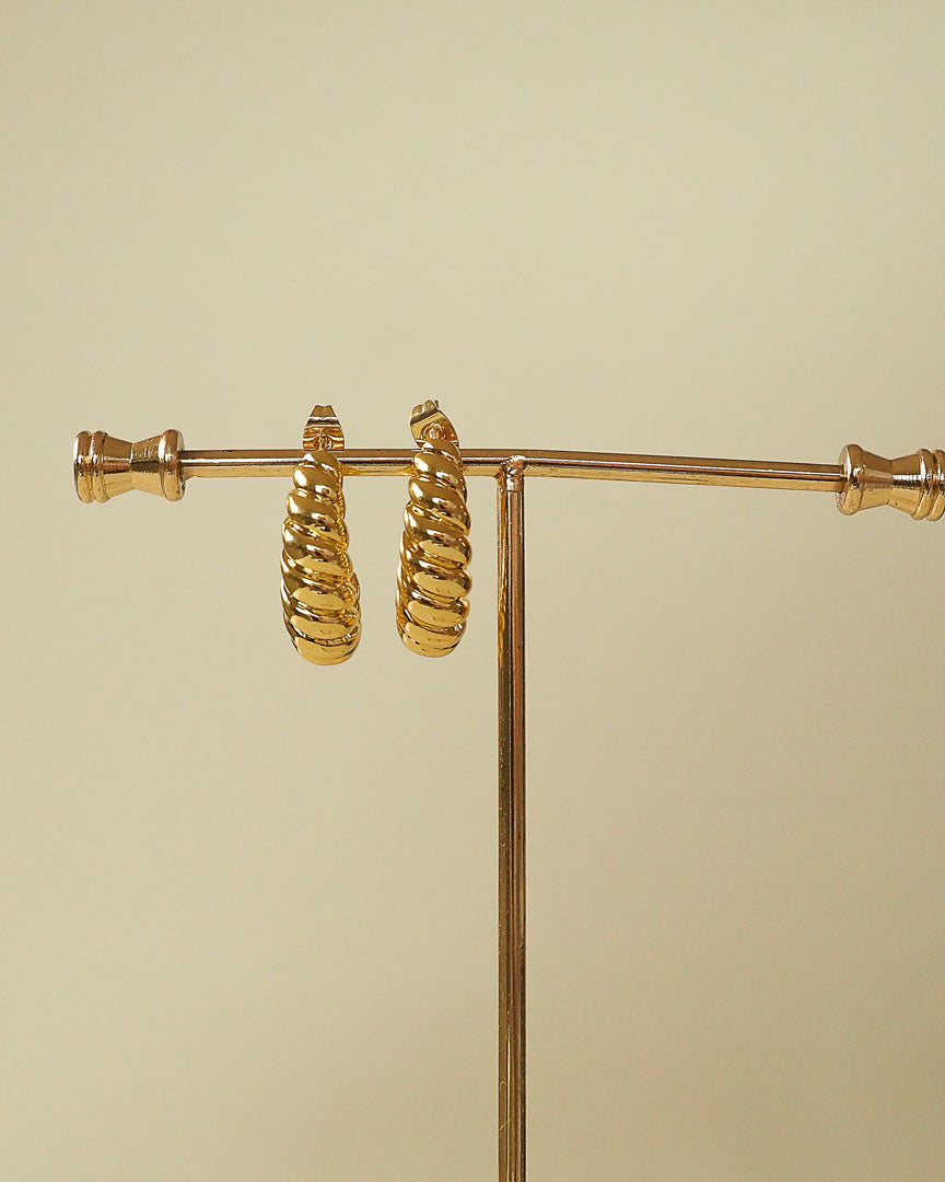 18k Gold Plated - Croissant Open Hoop Earrings - Katherynloche