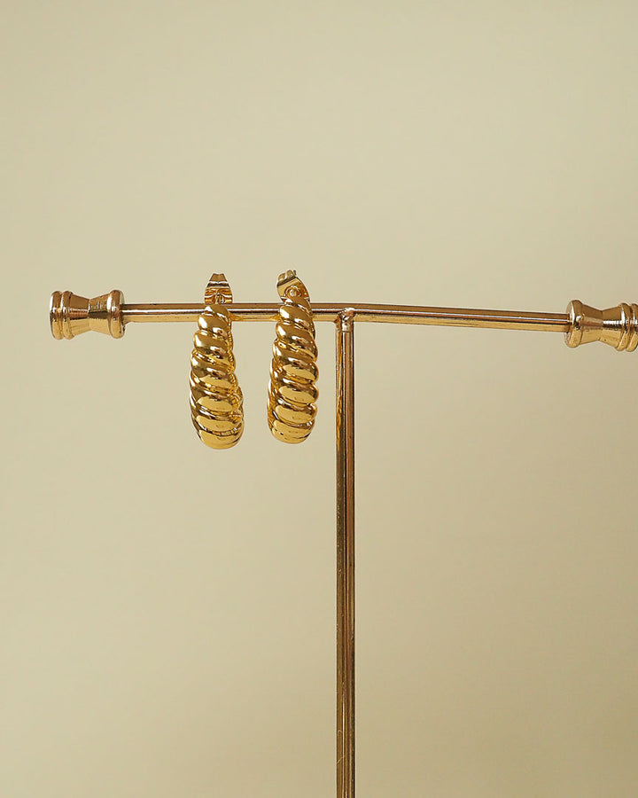18k Gold Plated - Croissant Open Hoop Earrings - Katherynloche