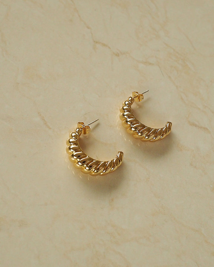18k Gold Plated - Croissant Open Hoop Earrings - Katherynloche