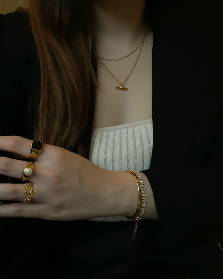 18K Gold Plated - Black Onyx Ring - Katherynloche