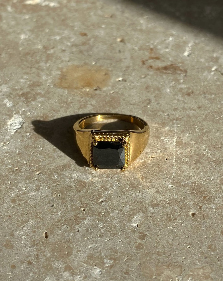 18K gold plated - Black Onyx Ring - Katherynloche