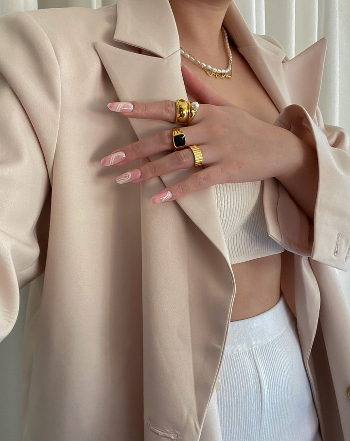 18K Gold Plated - Black Onyx Ring - Katherynloche