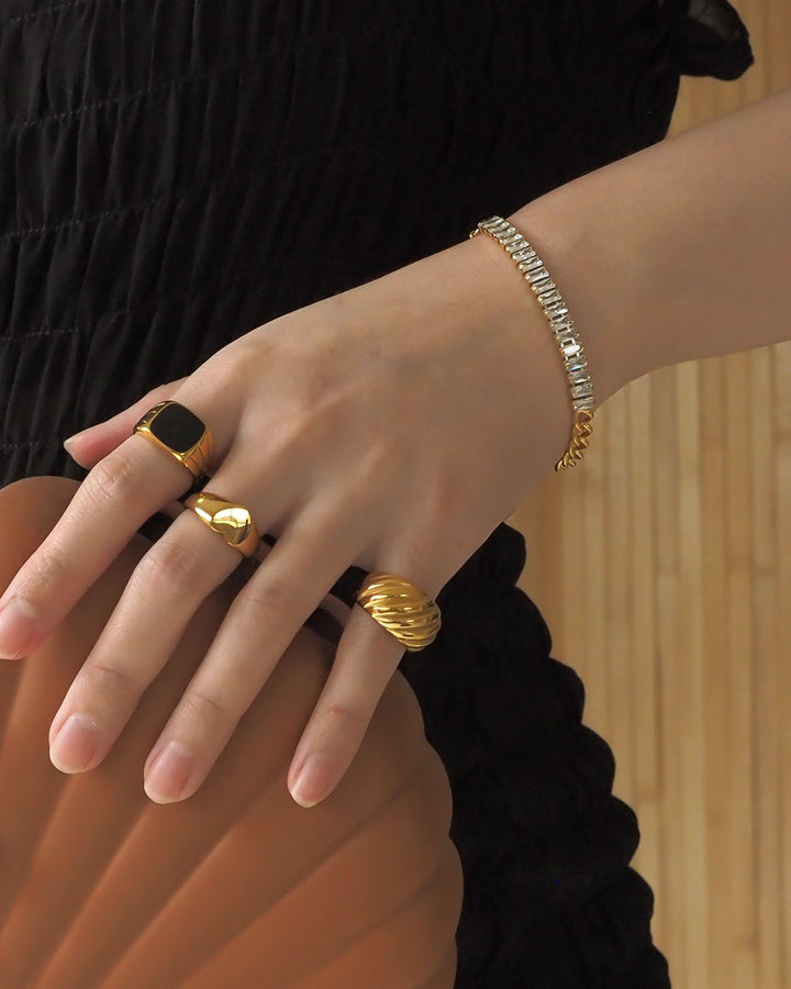 18K Gold Plated - Black Onyx Ring - Katherynloche