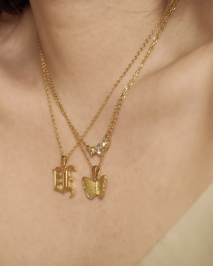 18k gold plated - Gothic English letter pendant necklace (Pre-order) - Katherynloche