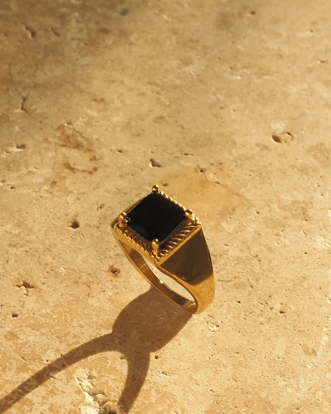 18K gold plated - Black Onyx Ring - Katherynloche