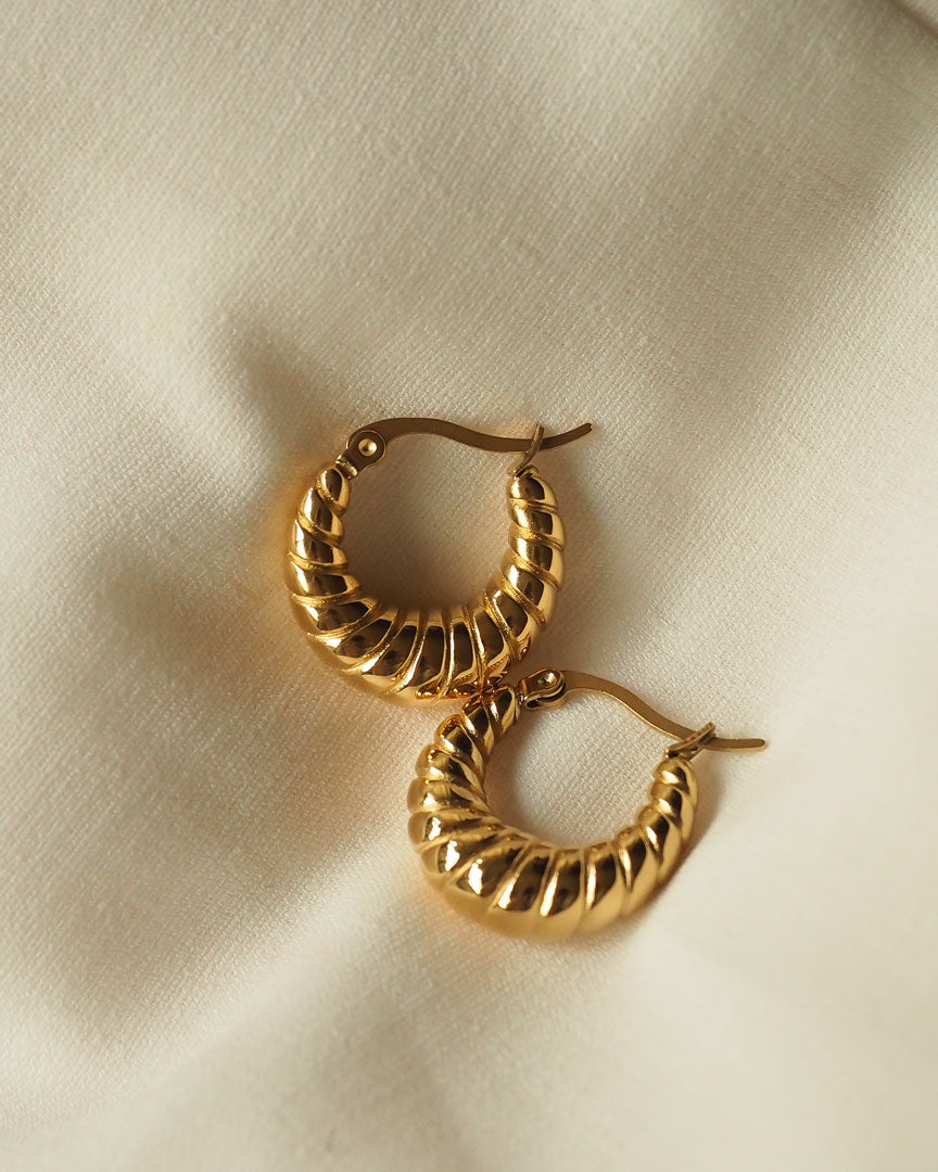 18k Gold Plated Croissant Hoop Earrings – Katherynloche