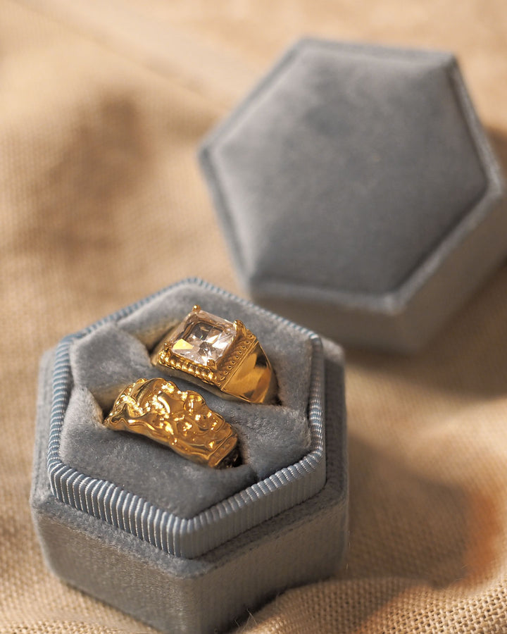 18K gold plated - Square Signet Stone Ring (3 colours) - Katherynloche
