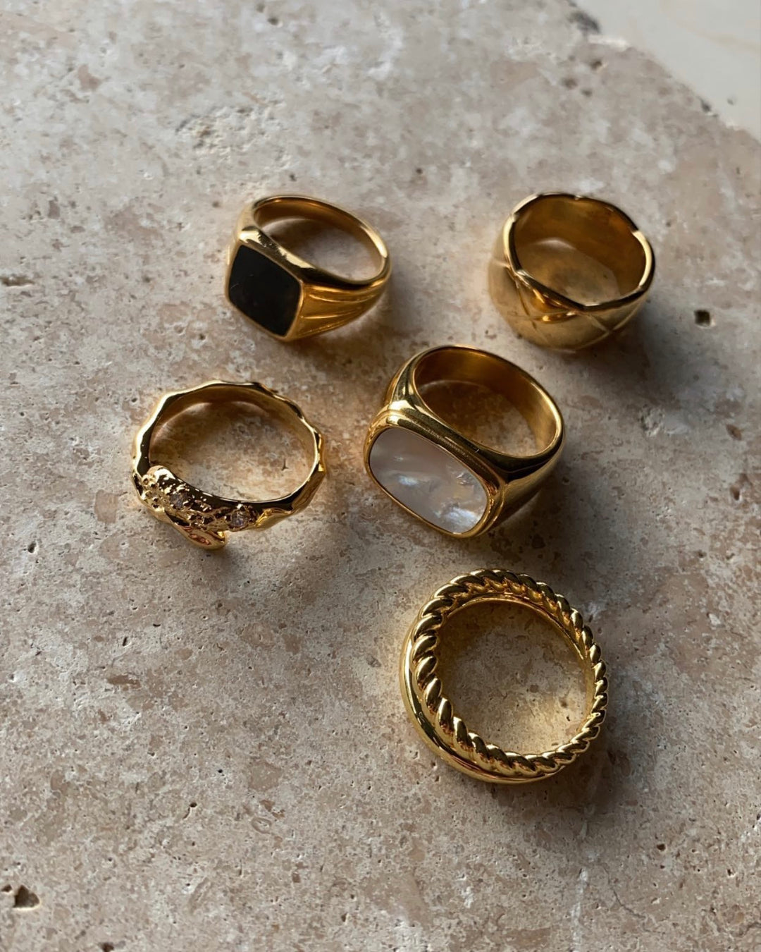 18K Gold Plated - Black Onyx Ring - Katherynloche