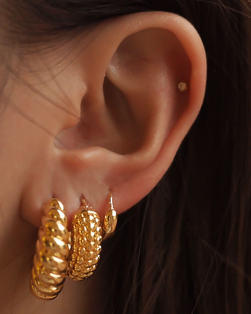 18k Gold Plated - Croissant Open Hoop Earrings - Katherynloche