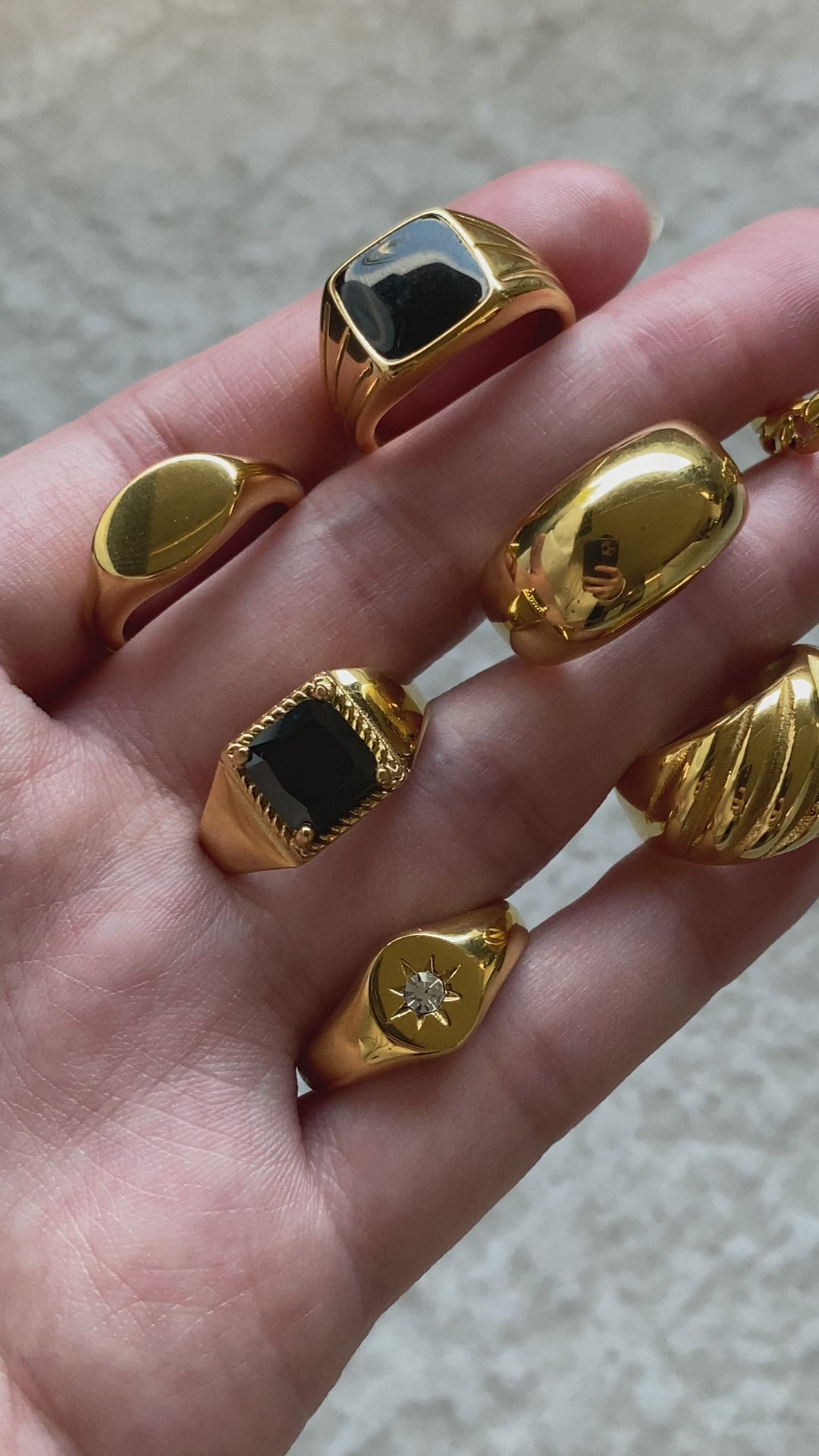 18K Gold Plated - Onyx Stone Ring