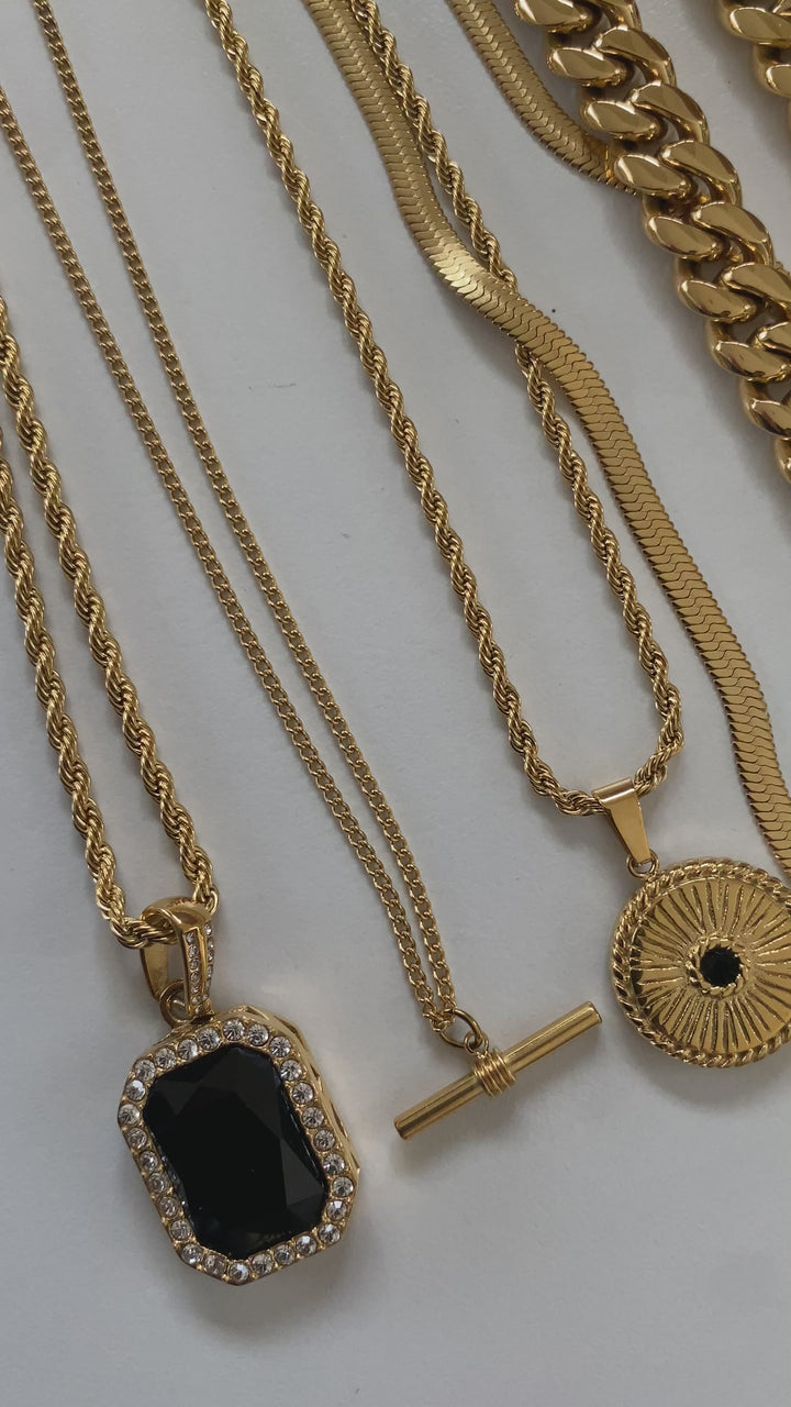 18K Gold Plated - Statement Stone Pendant Necklace (2 colours)