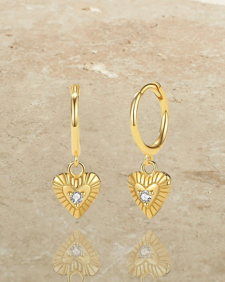 925 STERLING SILVER - CZ HEART GOLD DROP EARRINGS - Katherynloche