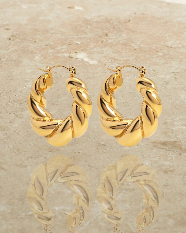 18K Gold Plated - Thea Gold Hoop Earrings