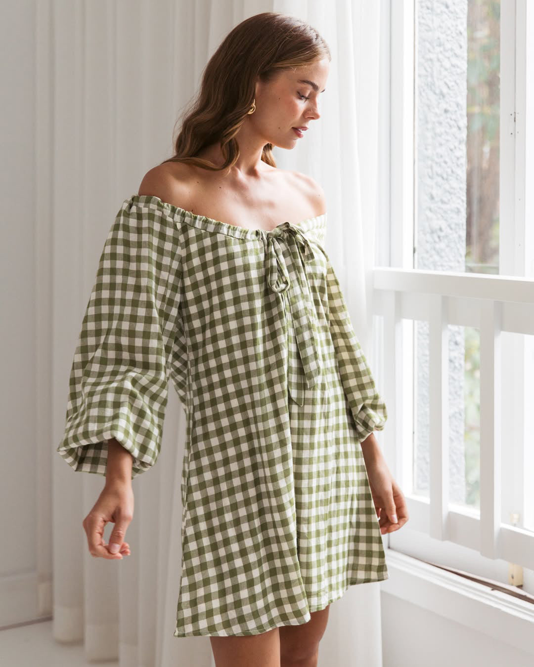 Cotton Gingham Mini Dress
