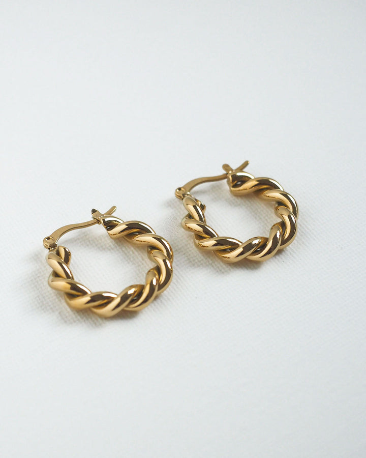 18k Gold Plated - Entwined Gold Hoop Earrings