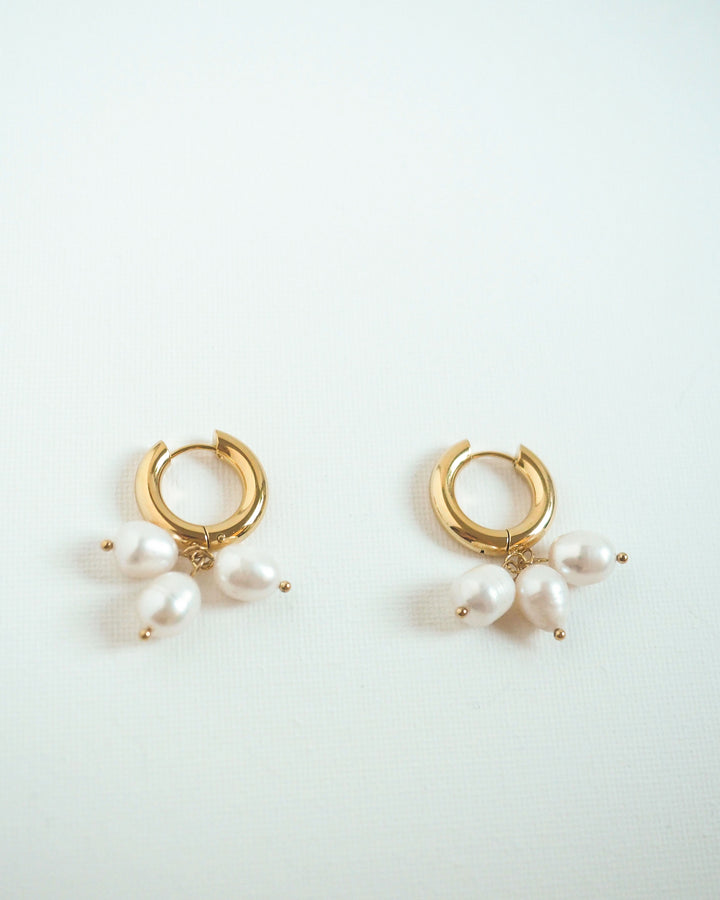 18k Gold Plated - Pearl Gold Hoop Earrings