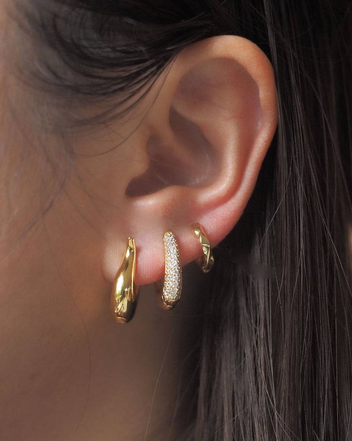 925 Sterling Silver - Parca Gold Hoop Earrings